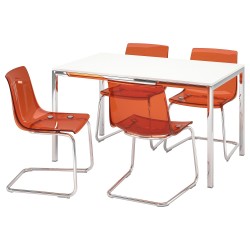 TORSBY/TOBIAS mutfak masası takımı, beyaz-turuncu