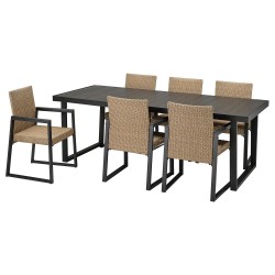 VARMANSÖ yemek masası ve sandalye seti, kahverengi-koyu gri
