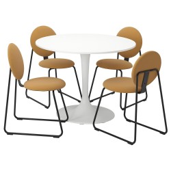 DOCKSTA/MANHULT mutfak masası takımı, beyaz-Hakebo sarı/kahverengi
