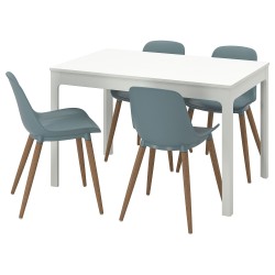 EKEDALEN/GRÖNSTA yemek masası takımı, beyaz/gri-turkuaz