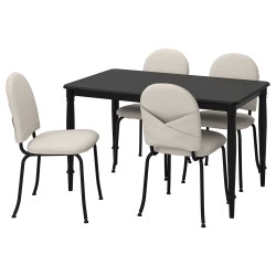 DANDERYD/EBBALYCKE mutfak masası takımı, siyah-Idekulla bej