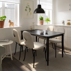 DANDERYD/EBBALYCKE mutfak masası takımı, siyah-Idekulla bej