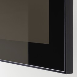 GLASSVIK kapak/çekmece ön paneli, siyah füme cam