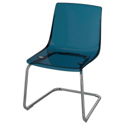 TOBIAS plastik sandalye, mavi-krom kaplama