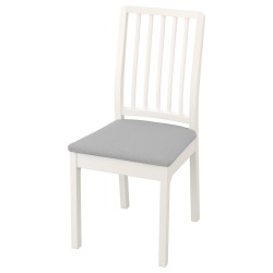 EKEDALEN döşemeli ahşap sandalye, beyaz-orrsta açık gri