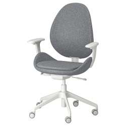 HATTEFJALL çalışma sandalyesi, gunnared orta gri-beyaz