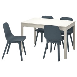 EKEDALEN/ODGER yemek masası takımı, beyaz-mavi