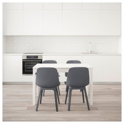 EKEDALEN/ODGER yemek masası takımı, beyaz-mavi