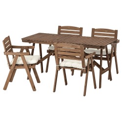 FALHOLMEN yemek masası ve sandalye seti, açık kahverengi