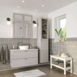 GODMORGON/TOLKEN/KATTEVIK banyo mobilyası seti, açık gri
