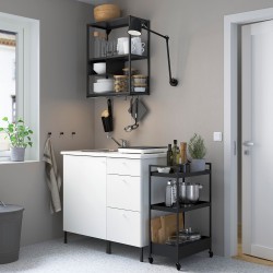 ENHET çamaşır odası ve mutfak için dolap kombinasyonu, beyaz-antrasit