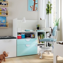 SMASTAD çocuk çalışma masası, beyaz-turkuaz