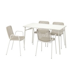 TORPARÖ katlanabilir masa ve sandalye seti, beyaz-bej