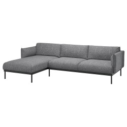 APPLARYD 2'li kanepe ve uzanma koltuğu, lejde gri-siyah