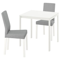 MELLTORP/KATTIL mutfak masası takımı, beyaz-knisa açık gri