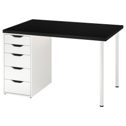 MALVAKT/ALEX çalışma masası, siyah-beyaz