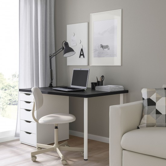 MALVAKT/ALEX çalışma masası, siyah-beyaz