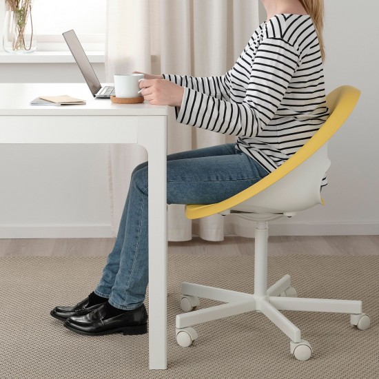 ELDBERGET/MALSKAR çalışma sandalyesi, sarı-beyaz