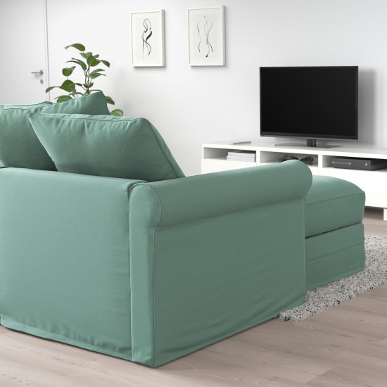 GRÖNLID 4'lü yataklı köşe kanepe ve uzanma koltuğu, ljungen açık yeşil