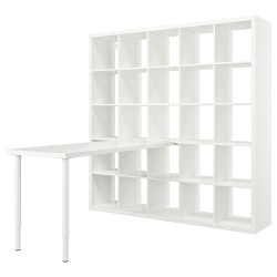 LAGKAPTEN/KALLAX kitaplıklı çalışma masası, beyaz