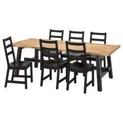 SKOGSTA/NORDVIKEN yemek masası takımı, akasya-siyah