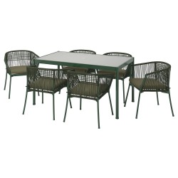 SEGERÖN yemek masası ve sandalye seti, koyu yeşil