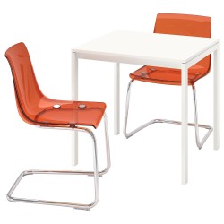 MELLTORP/TOBIAS mutfak masası takımı, beyaz-turuncu