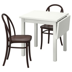 NORDVIKEN/SKOGSBO mutfak masası takımı, beyaz-koyu kahve