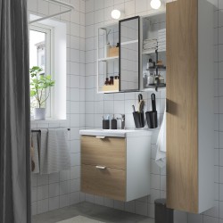 ENHET/TVALLEN banyo mobilyası seti, beyaz-meşe görünümlü
