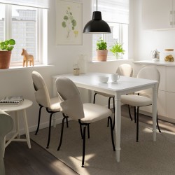 DANDERYD/EBBALYCKE mutfak masası takımı, beyaz-Idekulla bej