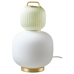 PILBLIXT masa lambası, beyaz-açık yeşil-altın rengi
