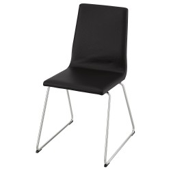 LILLANAS döşemeli sandalye, krom kaplama-Bomstad siyah