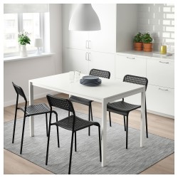 MELLTORP/ADDE mutfak masası takımı, beyaz-siyah