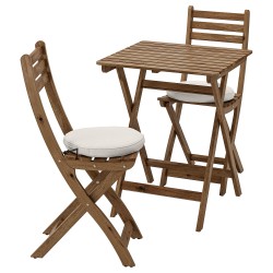 ASKHOLMEN katlanabilir masa ve sandalye seti, açık kahverengi