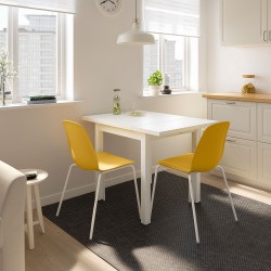 NORDVIKEN/LEIFARNE mutfak masası takımı, beyaz-koyu sarı