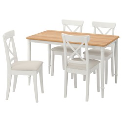 DANDERYD/INGOLF yemek masası takımı, beyaz-hallarp bej