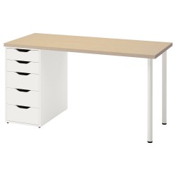MALSKYTT/ALEX çalışma masası, huş-beyaz