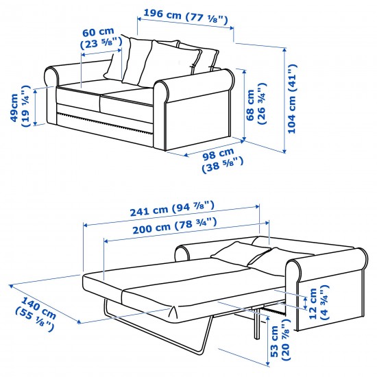 GRÖNLID 2'li yataklı kanepe, ljungen orta gri