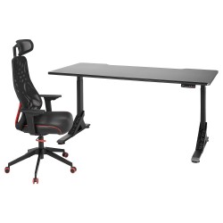 UPPSPEL/MATCHSPEL oyuncu masası ve sandalyesi, siyah