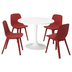 DOCKSTA/ODGER mutfak masası takımı, beyaz-kırmızı