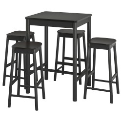 RÖNNINGE bar masası ve tabure seti, siyah