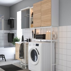 ENHET çamaşır odası ve banyo için dolap kombinasyonu, beyaz-meşe görünümlü
