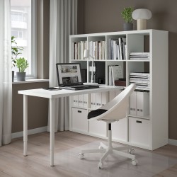 LAGKAPTEN/KALLAX kitaplıklı çalışma masası, beyaz