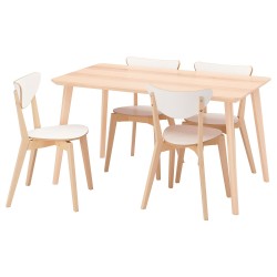 LISABO/NORDMYRA mutfak masası takımı, beyaz-huş