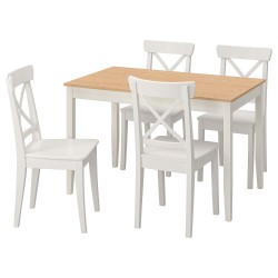 LERHAMN/INGOLF mutfak masası takımı, beyaz-huş
