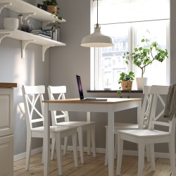 LERHAMN/INGOLF mutfak masası takımı, beyaz-huş