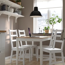 LERHAMN/NORDVIKEN mutfak masası takımı, beyaz-huş