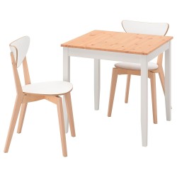 LERHAMN/NORDMYRA mutfak masası takımı, beyaz-huş