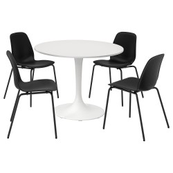 DOCKSTA/LIDAS mutfak masası takımı, beyaz-siyah