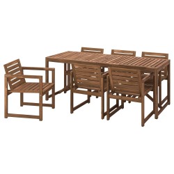 NAMMARÖ yemek masası ve sandalye seti, açık kahverengi